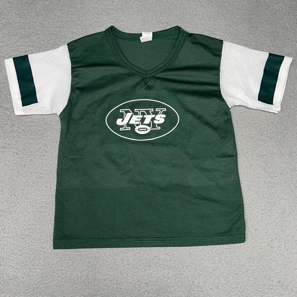 VTG Franklin New York Jets Jersey Youth Sz M Green White Mesh Football Tee 90s